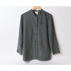 J. Jill Kaftan Jacket Silk Linen Blend Sz 8 Oversized Tunic Shacket Blazer